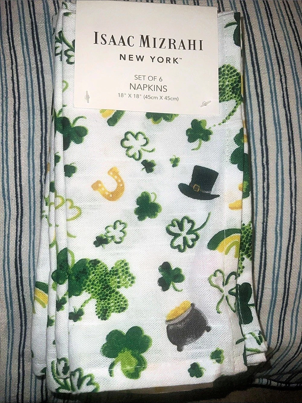 Isaac Mizrahi New York St. Patrick's Day Shamrock Napkins Set of 6 Napkins Set